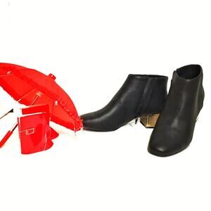 Marc NY Boots Bootie Women sz 10 NWOB Haydeng Vegan Gold Heel Classic Glam